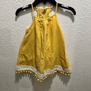 Tommy Bahama Yellow Kids Dress with Crochet and Pom-Pom Trim